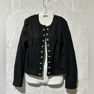 CZ Collection by Cezelle black blazer with gold button detail size L NWT